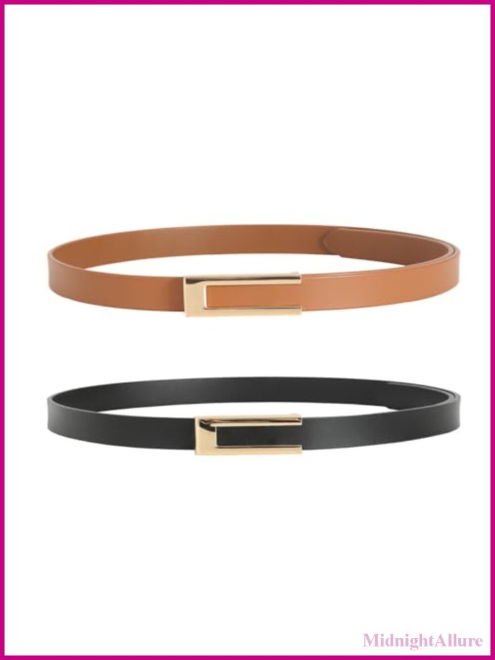 Womens Genuine Leather Skinny Belt with Gold-Tone Buckle